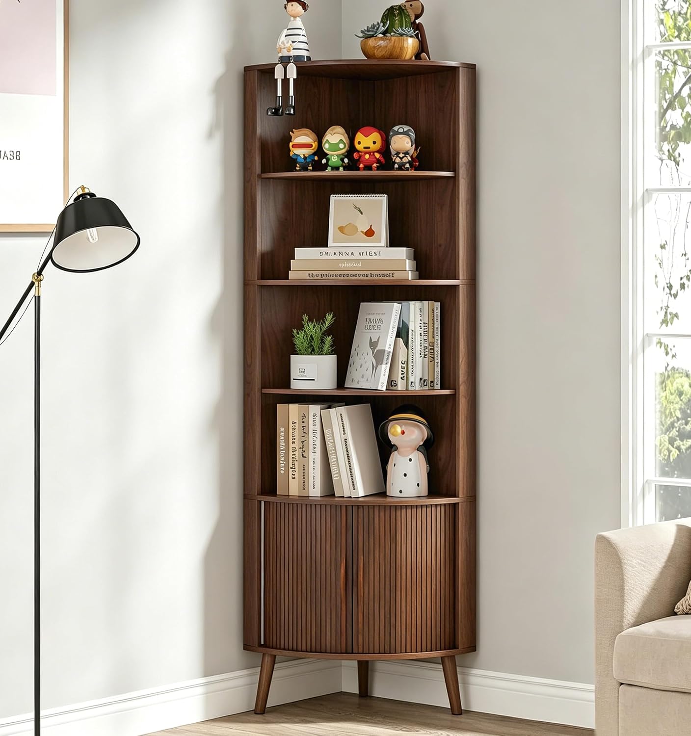 Bookshelf 5 Tier - 5 Katlı Köşe Rafı, 66,73'' Yüksekliğinde