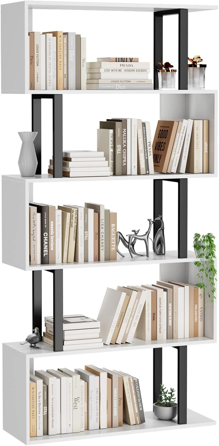 Bookshelf 5 Tier - 5 Katlı Geometrik Kitaplık S Şeklinde