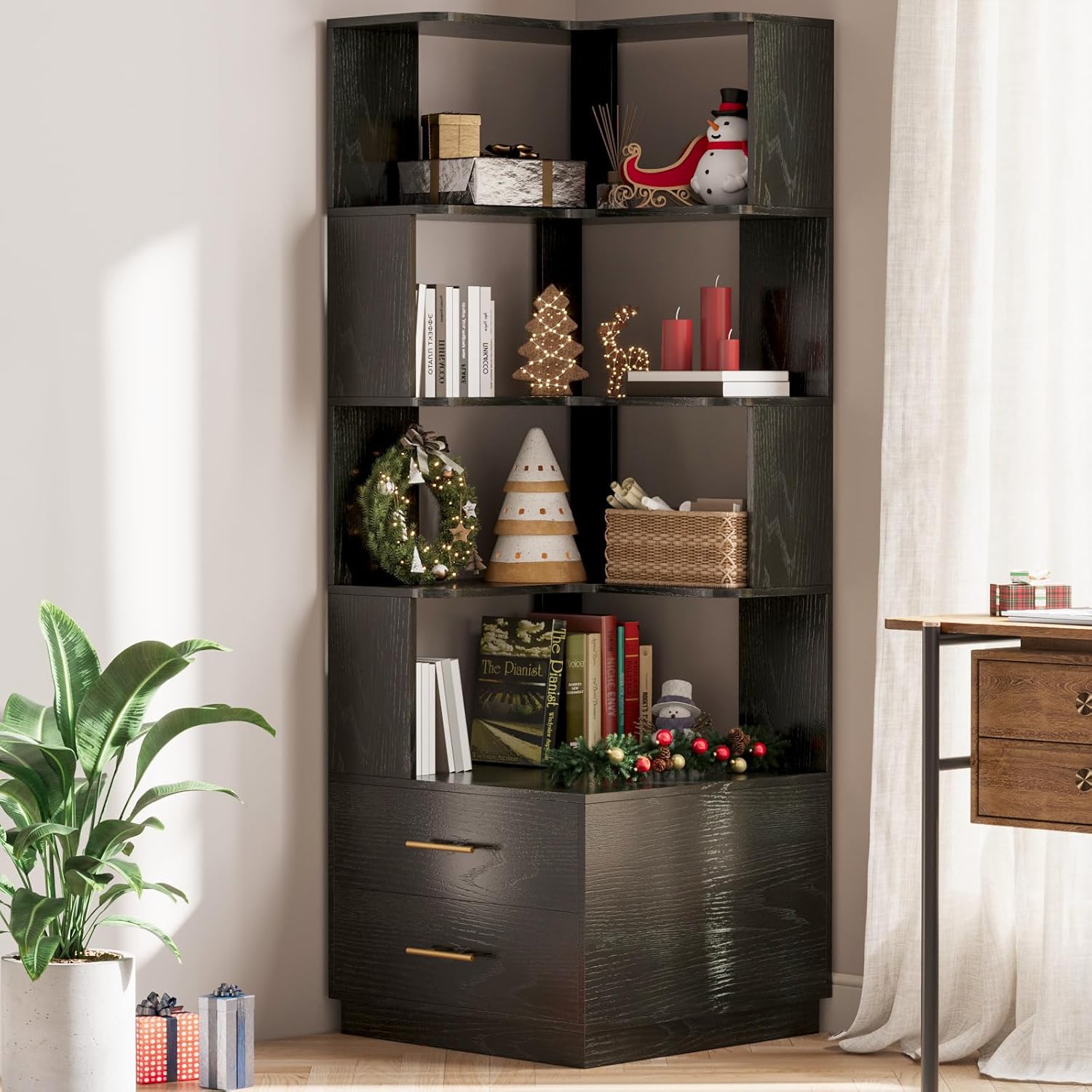 Bookshelf 5 Tier - Köşe Kitaplık 5 Katmanlı L Şeklinde