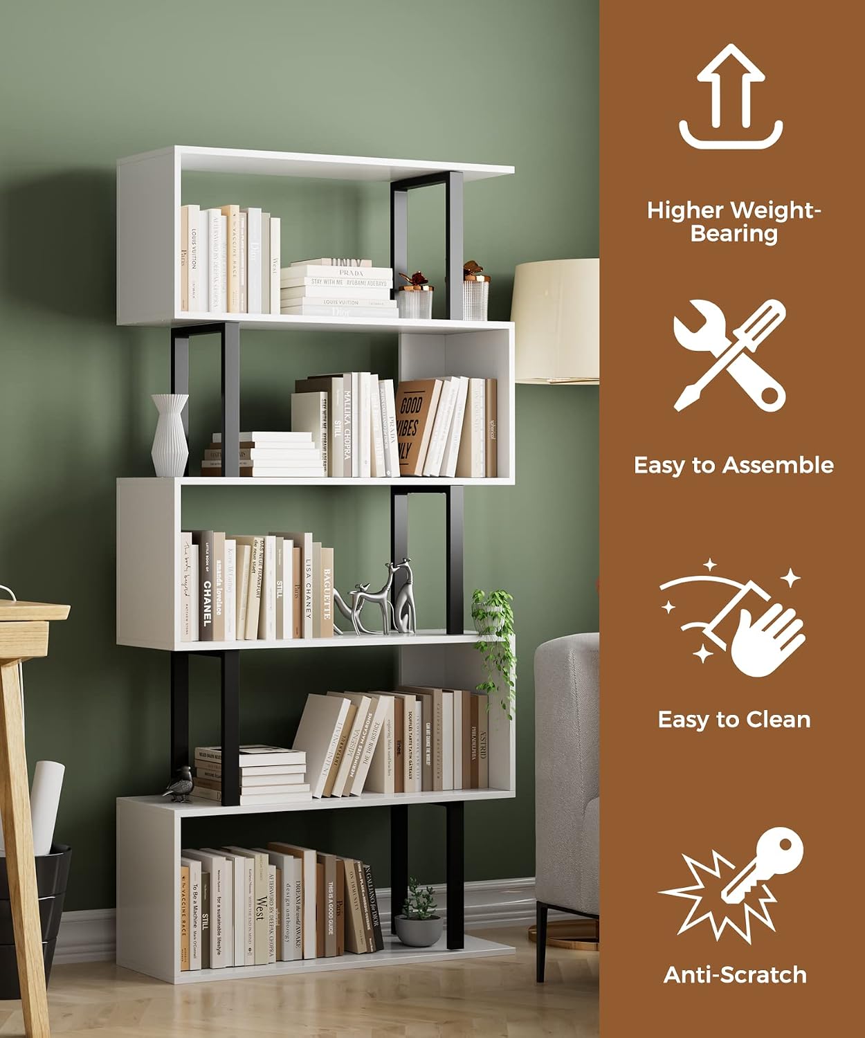 5 Katlı Geometrik Kitaplık S Ş - Bookshelf 5 Tier incelemesi ve fiyatı