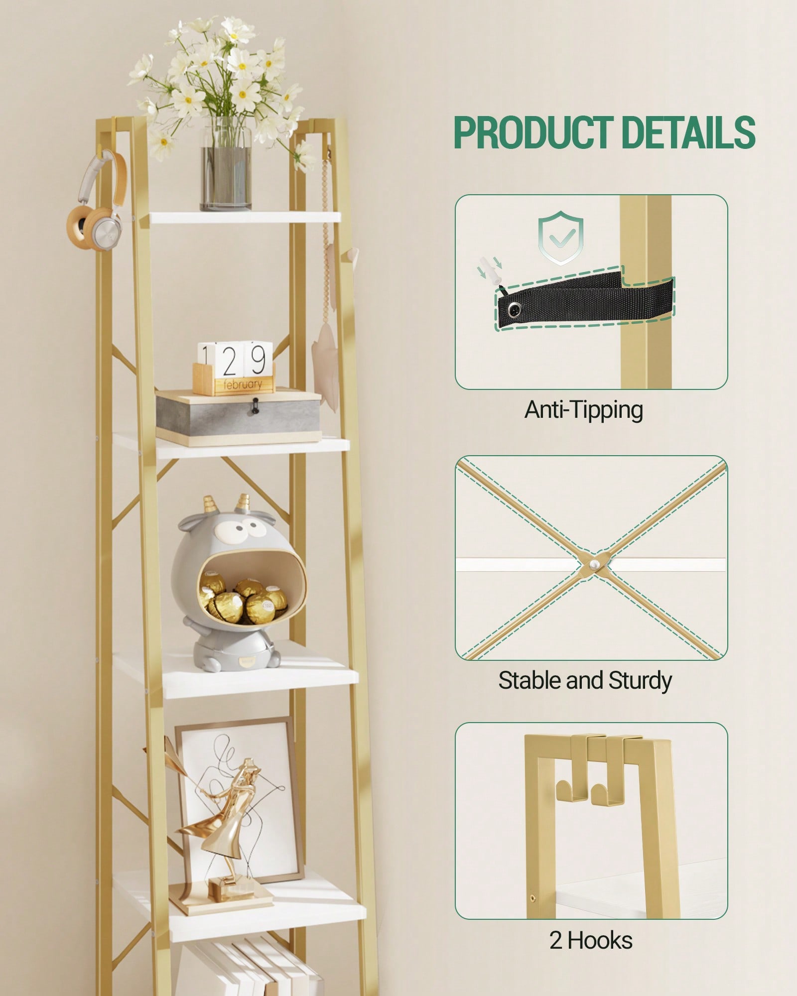5 Katlı Merdiven Rafı Modern G - Bookshelf 5 Tier incelemesi ve fiyatı