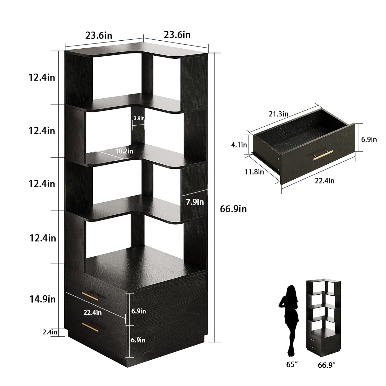 Köşe Kitaplık 5 Katmanlı L Şek - Bookshelf 5 Tier incelemesi ve fiyatı